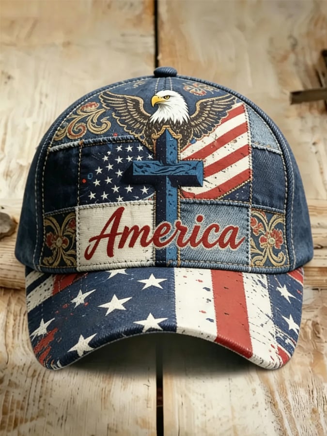 Unisex Retro Flag-Print Hat