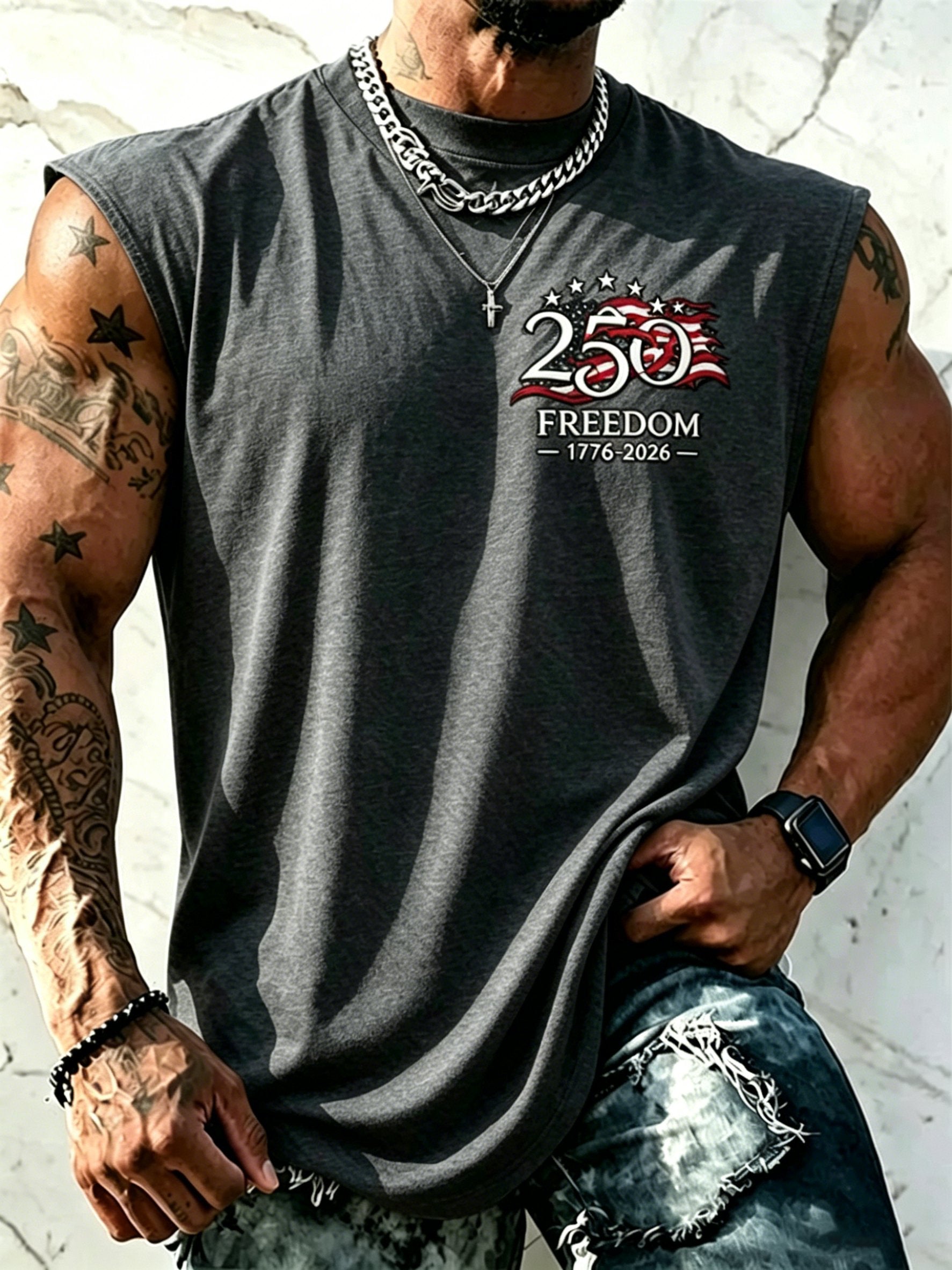 Men's USA 1776-2026 Freedom Printed Casual T-shirt