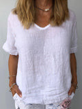 Women's Pure Color Casual Cotton Shirt
