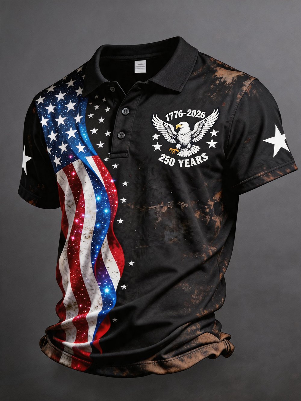 Men's 250th U.S. Independence Day Print Casual Short-Sleeve Polo Shirt