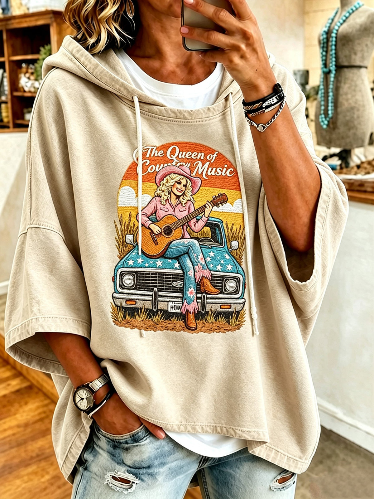 Women's Music-Themed Graphic Casual Sweatshirt