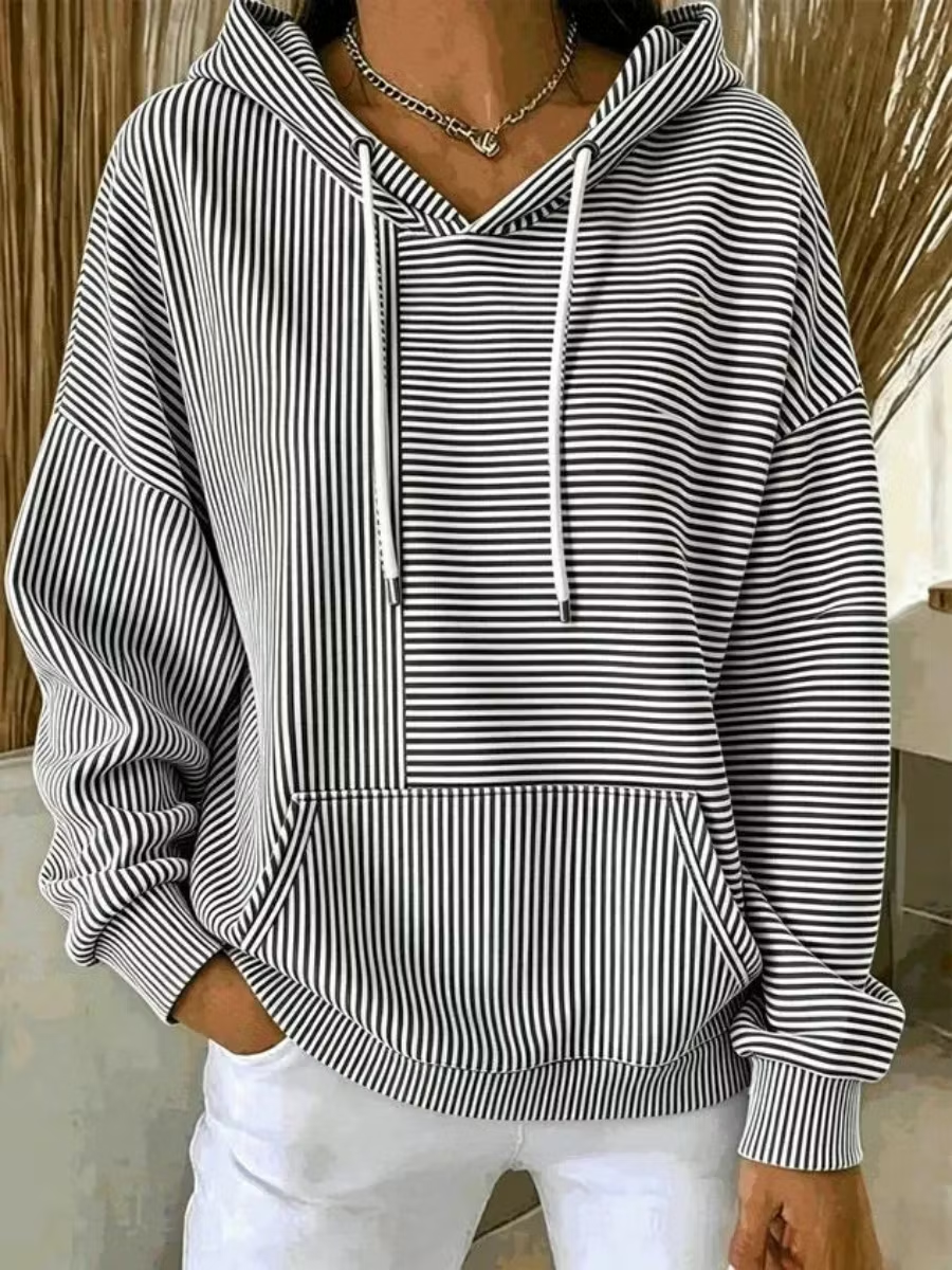 Women Striped Long Sleeve Casual Daily Spring/Fall Hoodie