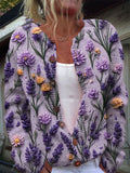Women's Alzheimer Awareness Floral Knit Cardigan