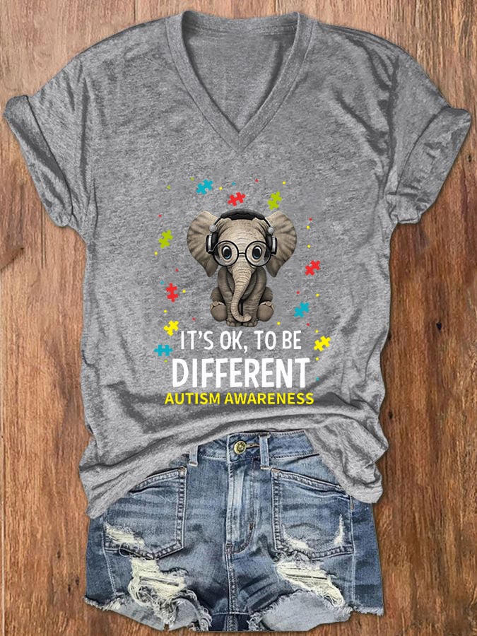 Women's It's Ok To Be Different V-Neck T-Shirt