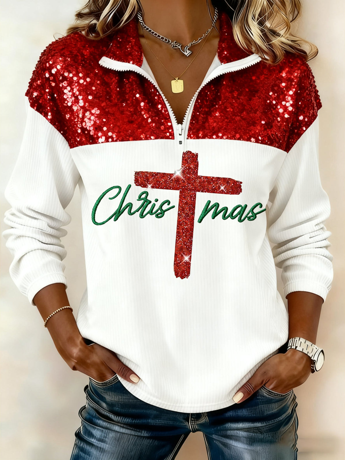 Women's Merry Christmas Print Casual Sweatshirt