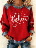 Women's Christmas Believe Casual Printed Sweatshirt