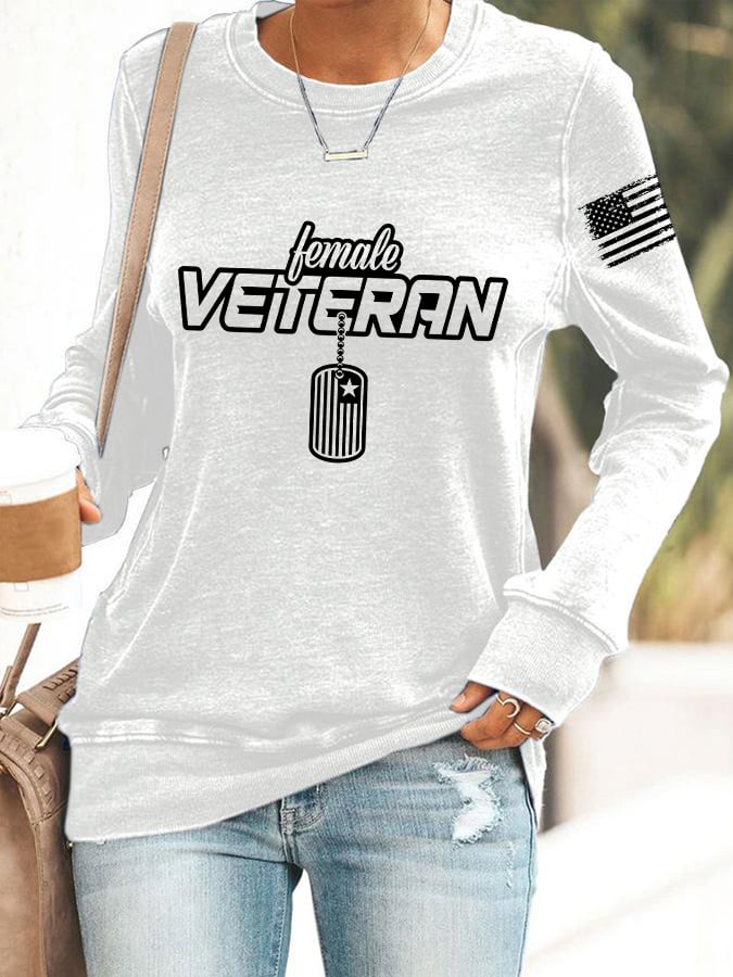 Women's "Female Veteran" Print Sweatshirt