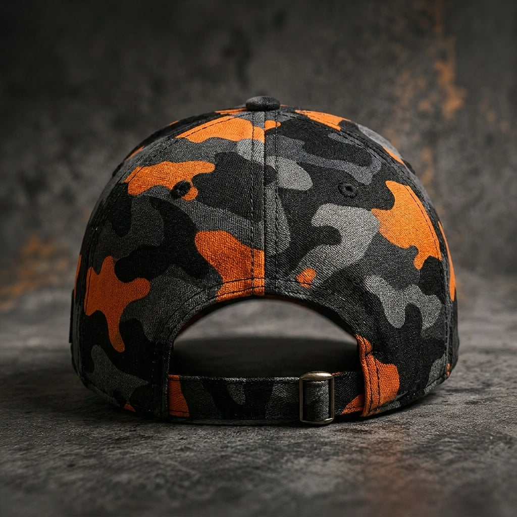 USA Flag Orange Camo Baseball Cap, Embroidered American Flag Tactical Trucker Hat
