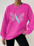 Women's Butterfly Pink Ribbon Breast Cancer Awareness Sweatshirt