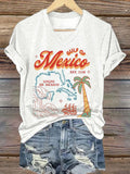 V-neck Retro Gulf Of Mexico Est.1550 Print T-Shirt