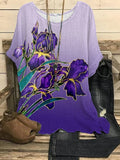 Women's Purple Floral Casual T-Shirt