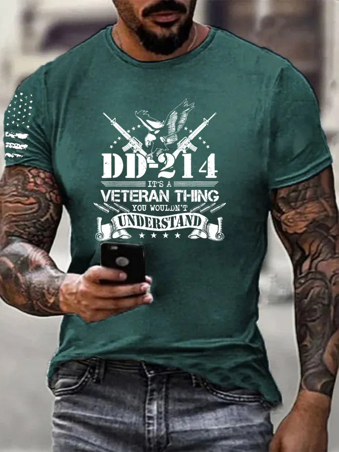 DD-214 A Veteran Thing Pattern 100% Cotton T-Shirt