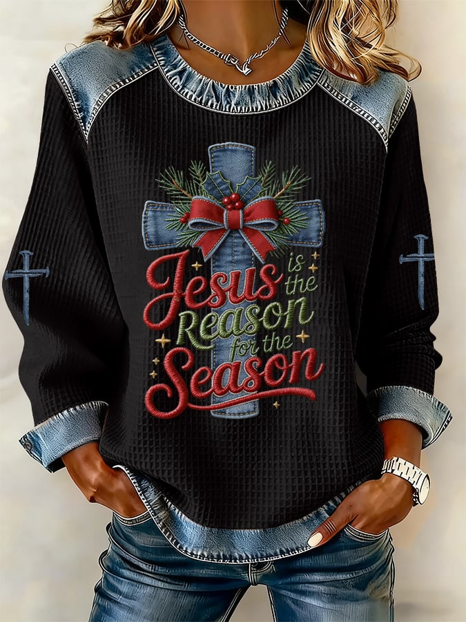 Women's casual Christmas Jesus seasonal sweatshirt