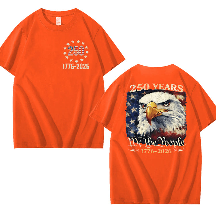 250 Years America Patriotic USA Flag 250th Anniversary 100% Cotton T-Shirt