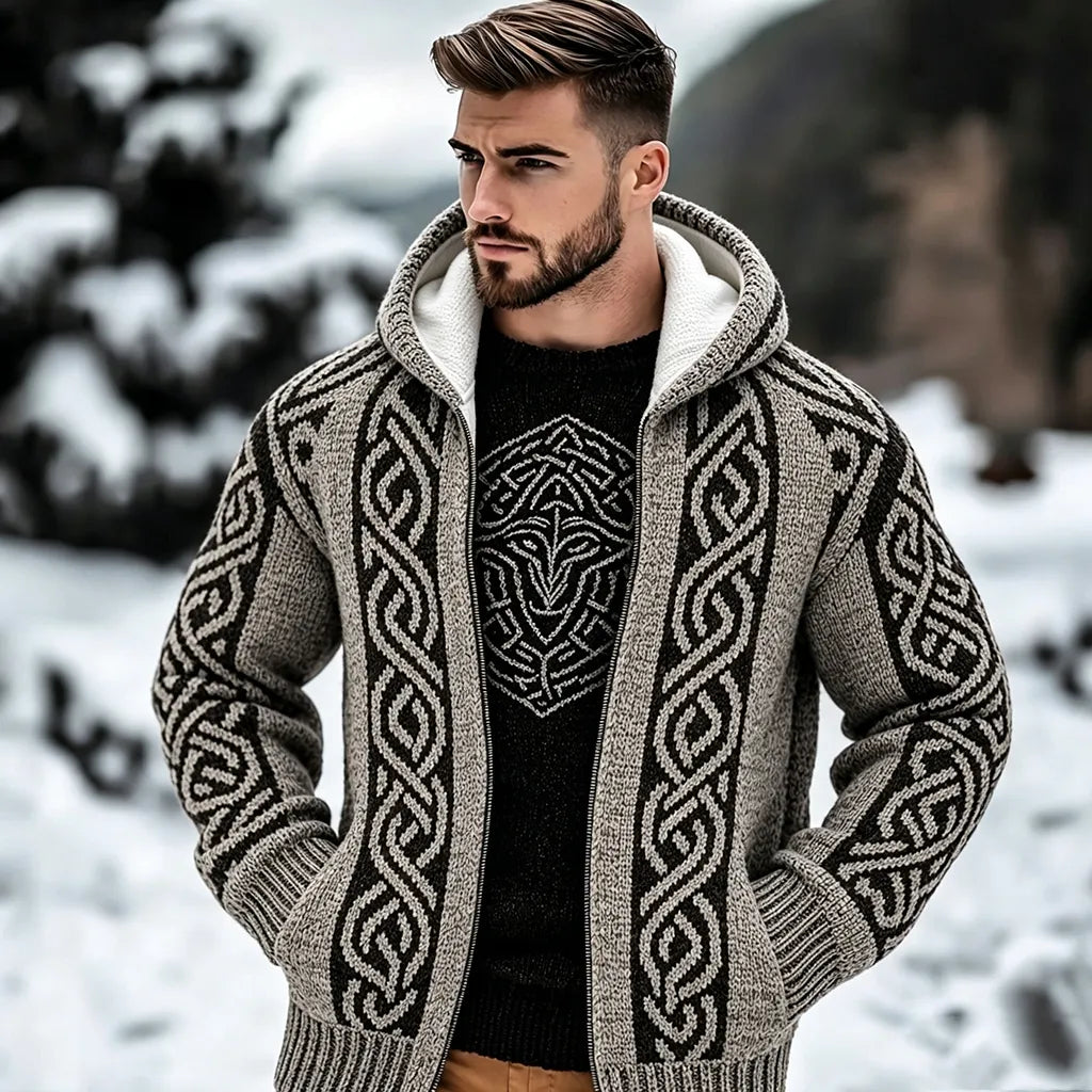Men's Viking Kyle Style Extra Thick Hooded Zip-up Sweater