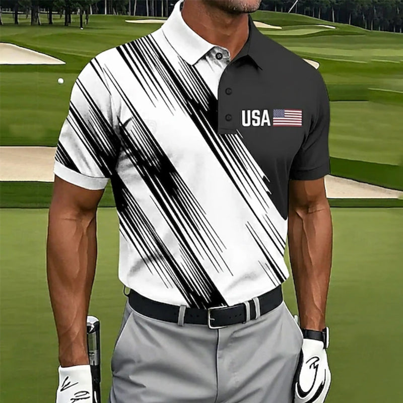 US 250th Anniversary Print Men's Golf Polo Shirt
