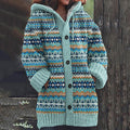 Vintage Geometric Jacquard Pattern Cardigan Sweater