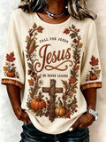 Women's Autumn Harvest Pumpkin and Wheat Stalk Plaid Top