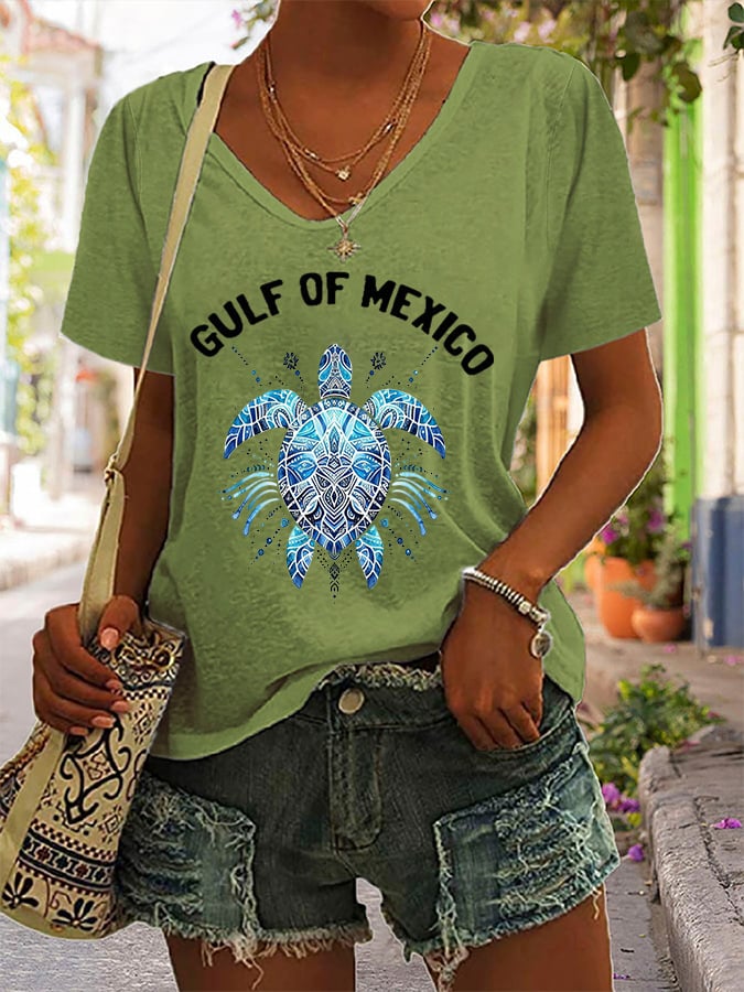 Women's Gulf Of Mexico Print Casual T-Shirt
