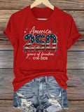 Women's America 250 Years Of Fredom 1776  Pattern 100% Cotton Crew Neck T-Shirt