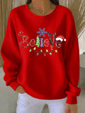 Women's Believe Christmas Print Casual Sweatshirt