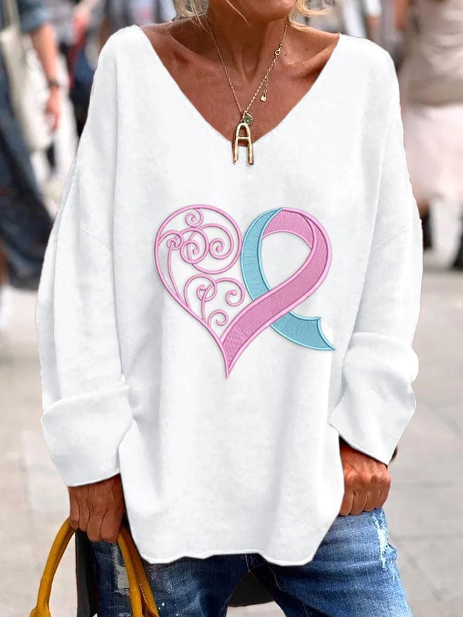 Women's Breast Cancer Awareness Printed T-Shirt