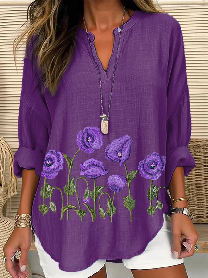 Women's Purple Flower Alzheimer's Awareness Support Shirt