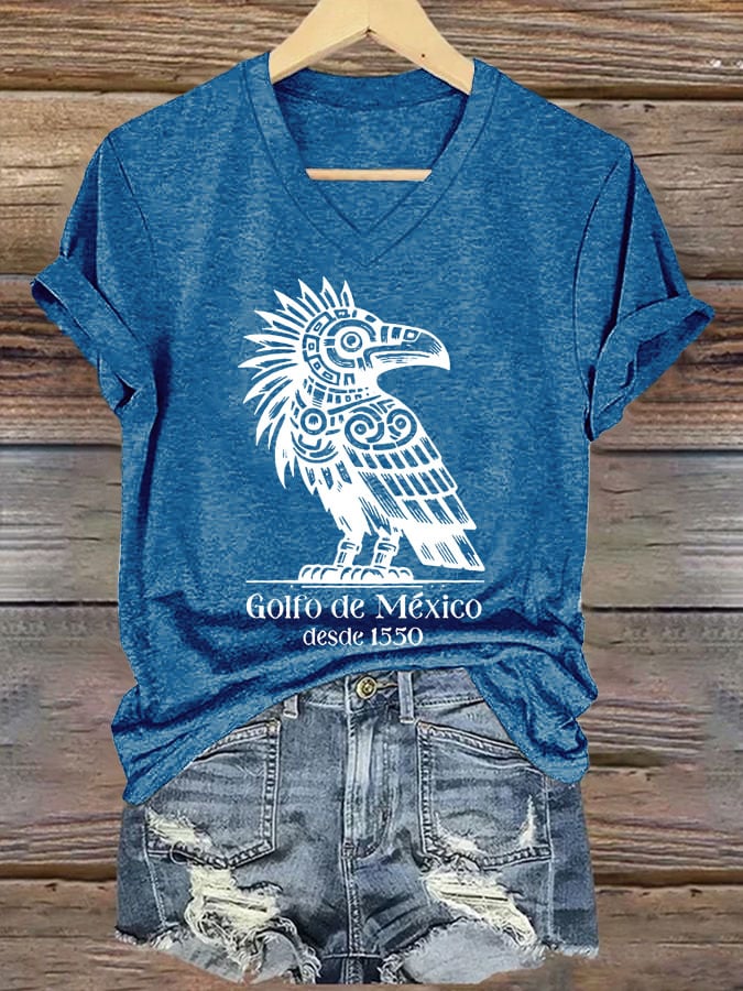 Women's Gulf Of Mexico Printed V Neck T-Shirt
