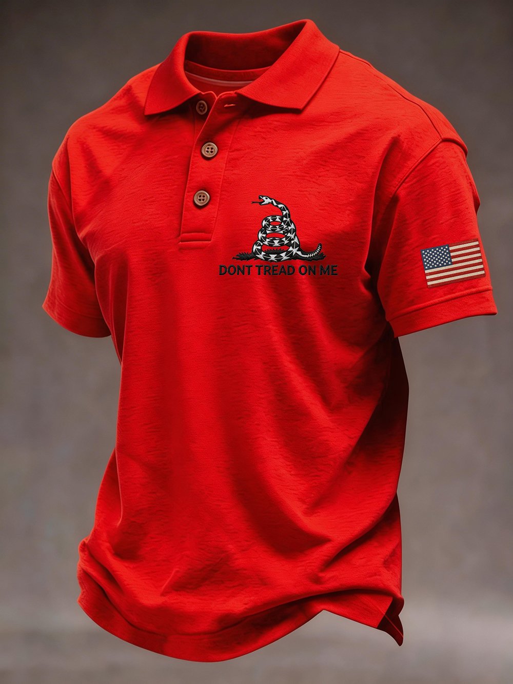 Men's "Don't Tread on Me" Print Casual Short-Sleeve Polo Shirt