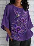 Women's Purple Floral Alzheimer's Disease Print Comfortable Shirt
