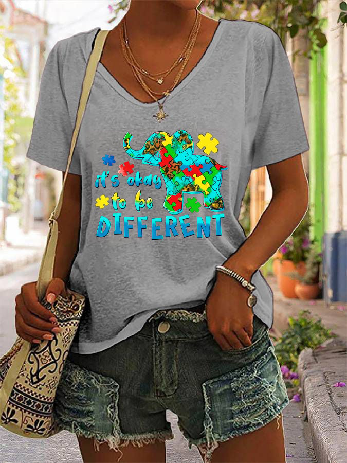 Women's It's Ok To Be Different V-Neck T-Shirt