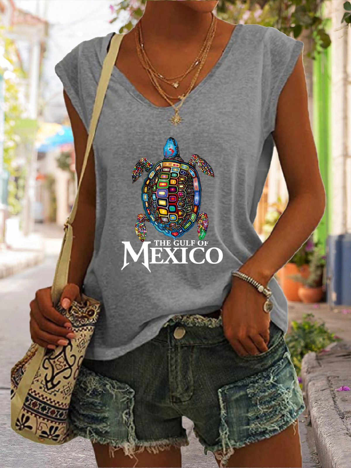 Women's Gulf Of Mexico Print Casual Vest