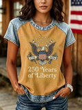Women's Western Independence Day Eagle 250 Years Printed T-shirt