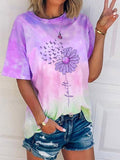 Women's Sunflower Faith Alzheimer's Awareness Tie Dye Print Tee