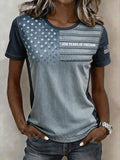 Women'S America Flag Printed Casual T-Shirt