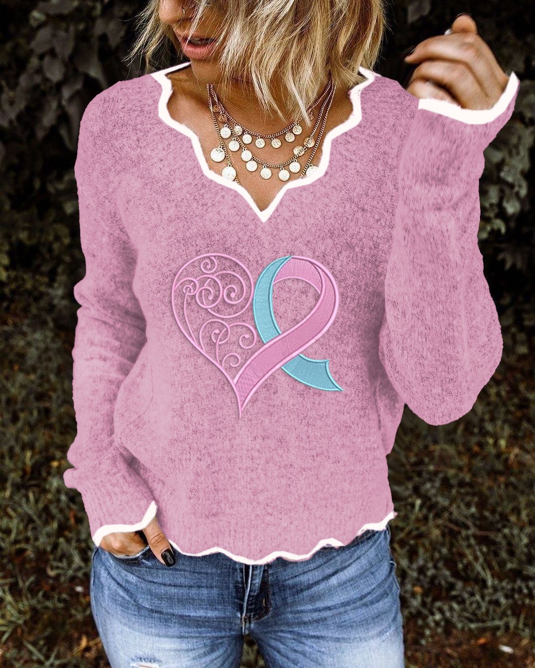 Women's Breast Cancer Awareness Print Top