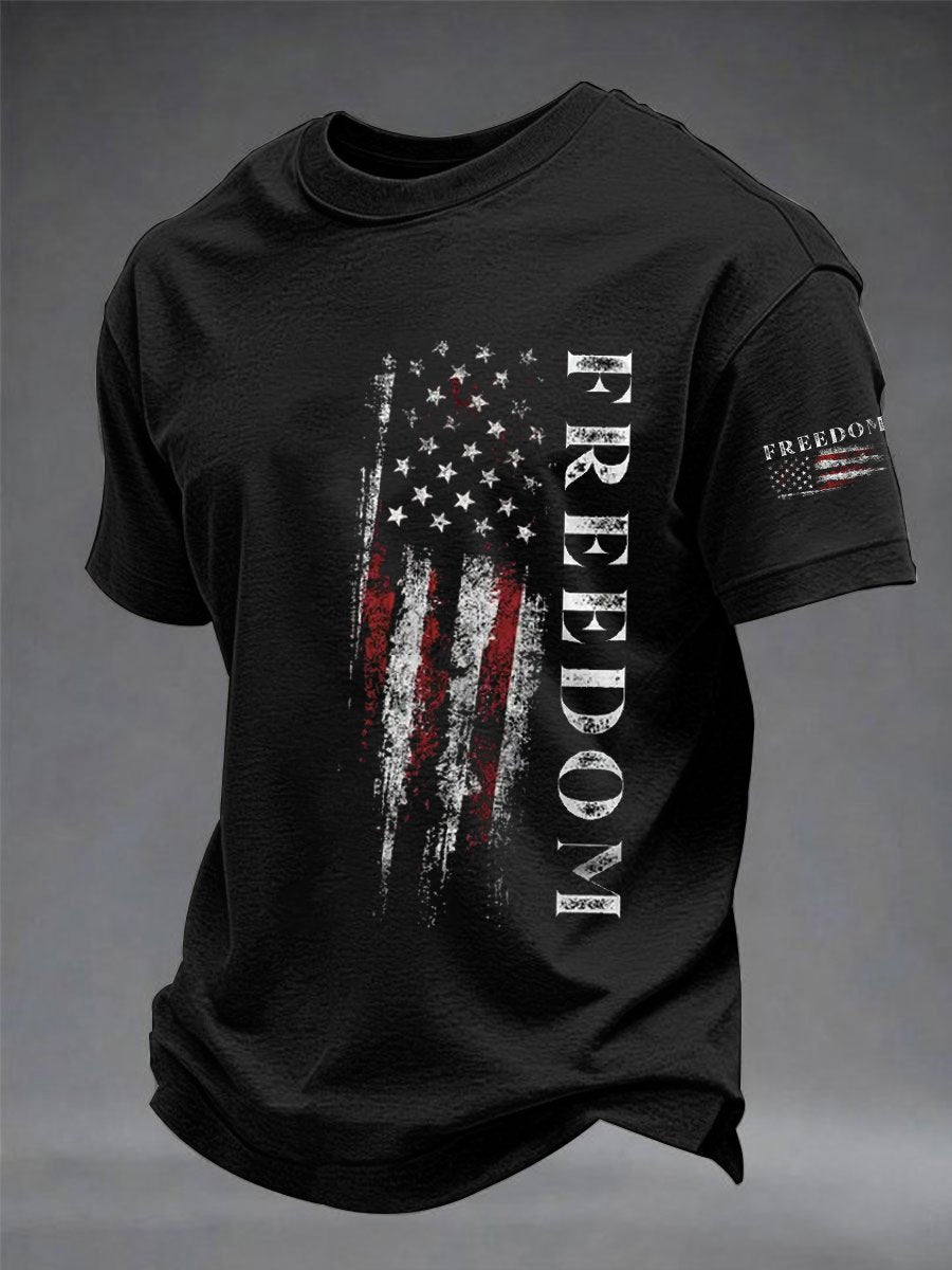 Men's America Freedom Flag Print Casual T-Shirt