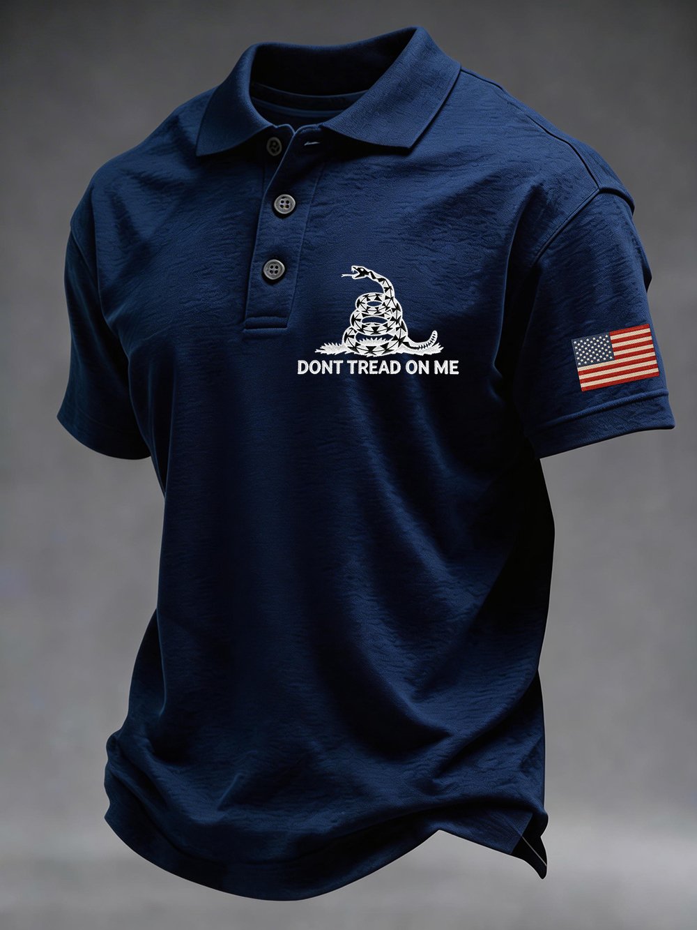 Men's "Don't Tread on Me" Print Casual Short-Sleeve Polo Shirt