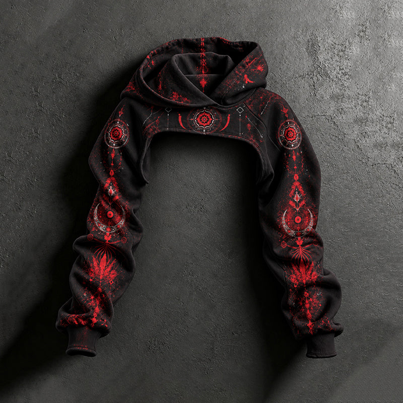 Women's Halloween Mysterious Ethnic Pattern Printed Hoodie Set, 2 Pieces