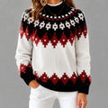 Women's Icelandic Geometric Pattern Turtleneck Sweater