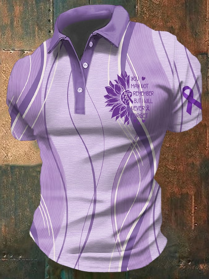 "Never Forget" Alzheimer's Support Casual   Men's Polo Shirt