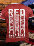 Men's 4th of July Flag Remember Everyone Deployed Until They All Come Home Army Print T-Shirt