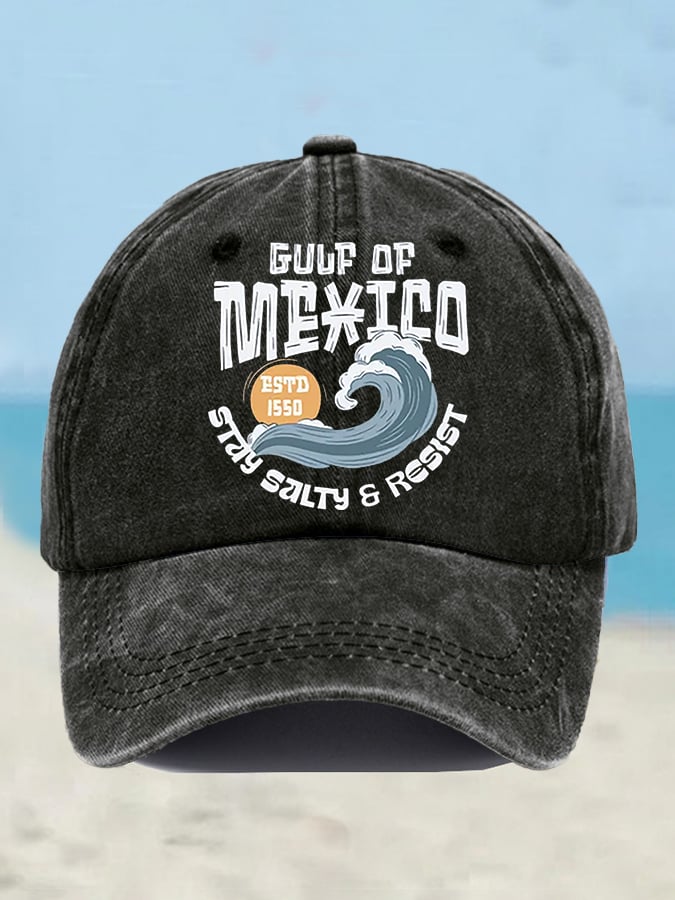 Retro Gulf Of Mexico Stay Salty And Resist Printed Baseball Cap