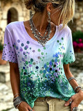 Women's Retro Bohemian Floral Print T-shirt