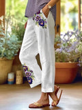 Women's Alzheimer's Purple Floral Casual Pants