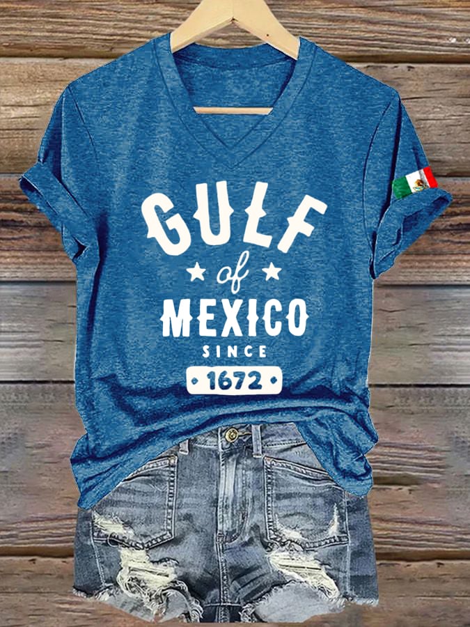 Women's Gulf of Mexico Print V-Neck T-Shirt