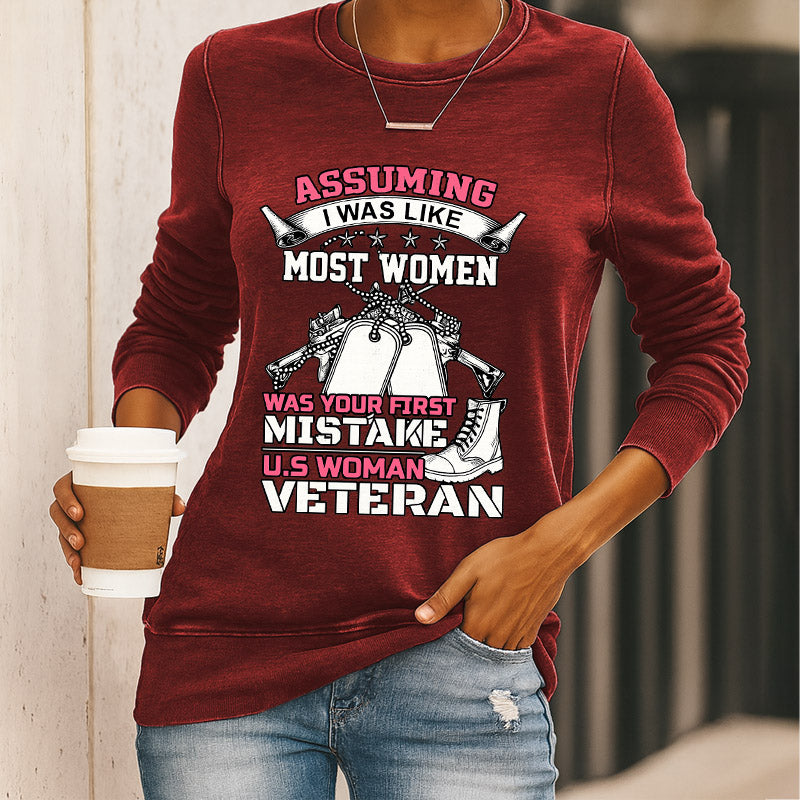 Women's Veteran Print Casual Sweatshirt