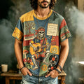 Men's Hippie Style Music Print Casual T-shirt