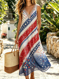 Women's Independence Day Casual Print Dress