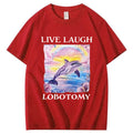 Live Laught  Lobotomy Pattern Print 100%Cotton T-Shirt